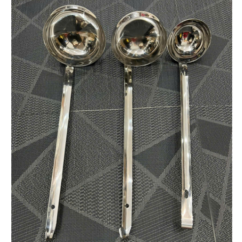 Muôi inox cán thẳng múc phở không gỉ, muôi Âu dung tích 240CC - 480CC - 600CC - Zuhi