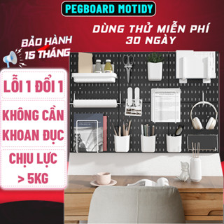 Bộ kệ bảng PEGBOARD MOTIDY treo tường kèm phụ kiện giá khay kẹp móc để đồ đa năng, dán tường không cần khoan đục