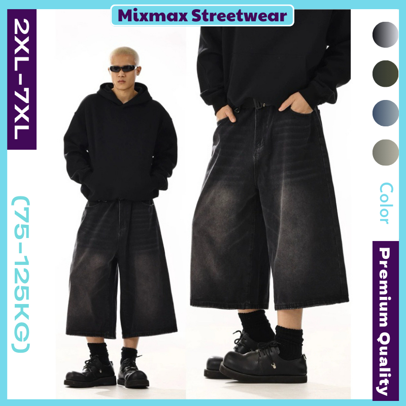 [SẴN HỎA TỐC-CÓ BIG SIZE] Quần short lửng denim ống rộng wash màu đen hiphop unisex Premium Quality siêu chất CPS | BigBuy360 - bigbuy360.vn