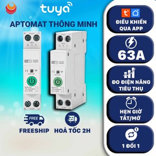 APTOMAT Wifi, Cầu dao thông minh TUYA 20A, 30A, 60A 1P, đo điện năng tiêu thụ, điều khiển từ xa