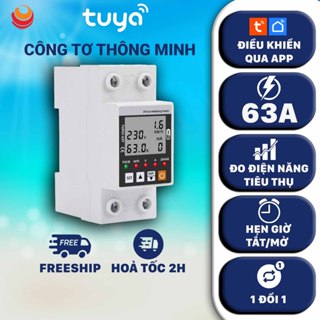 Công Tơ Điện Tử Thông Minh Wifi Tuya, Đồng Hồ Đo Điện 63A, Điều Khiển Từ Xa, Chống Rò Rỉ Điện