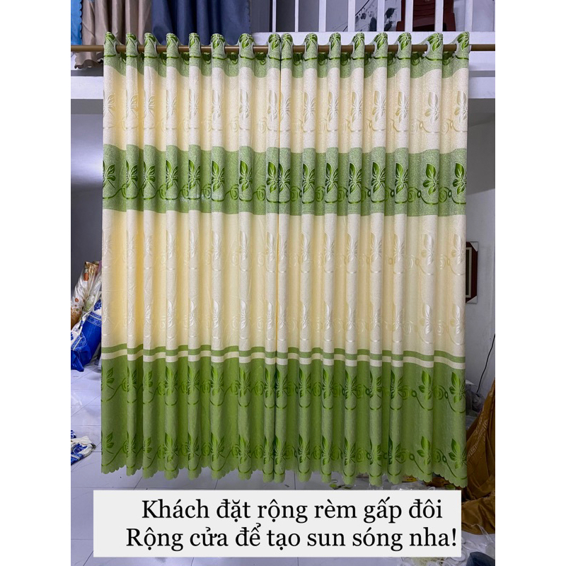 Rèm gấm lá phong, màu xanh cốm, hợp rèm cửa chính, rèm cửa sổ, rèm ngăn phòng