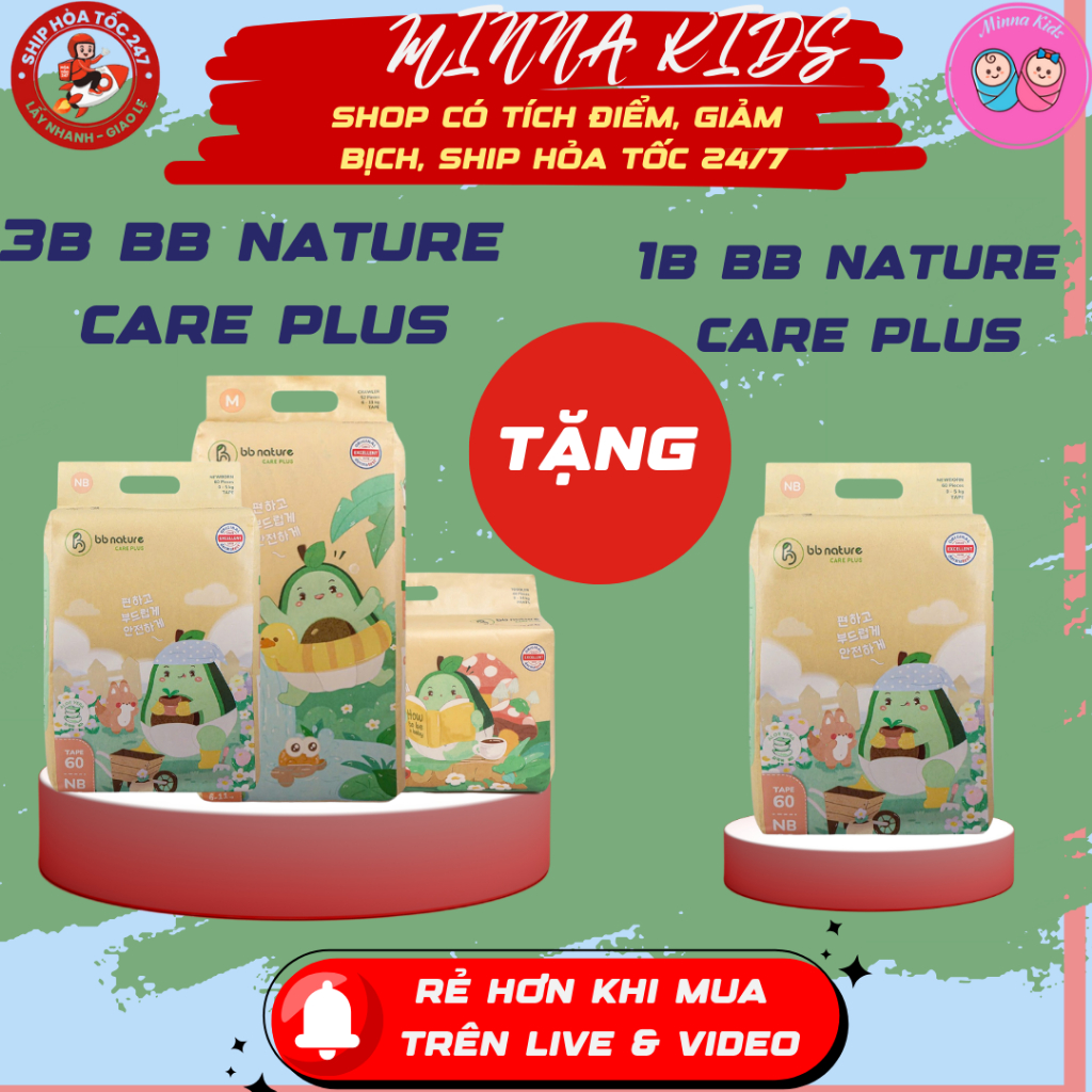 COMBO 3B BB NATURE CARE PLUS tặng 1B BB NATURE CARE PLUS Mềm, mỏng, thấm hút tốt, đủ size