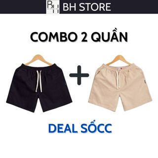 Combo 2 Quần Short Kaki Nam BH STORE, Vải Kaki Dù Mềm Mịn Thoáng Mát, Dáng Trên Gối Cạp Chun Trẻ Trung Năng Động BH2QS1