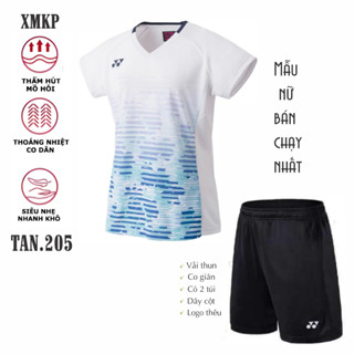 Áo thể thao NỮ chơi Cầu lông, Bóng bàn, Bóng chuyền, Pickleball form đẹp, bán chạy, co giãn thoáng khí  (TAN205)