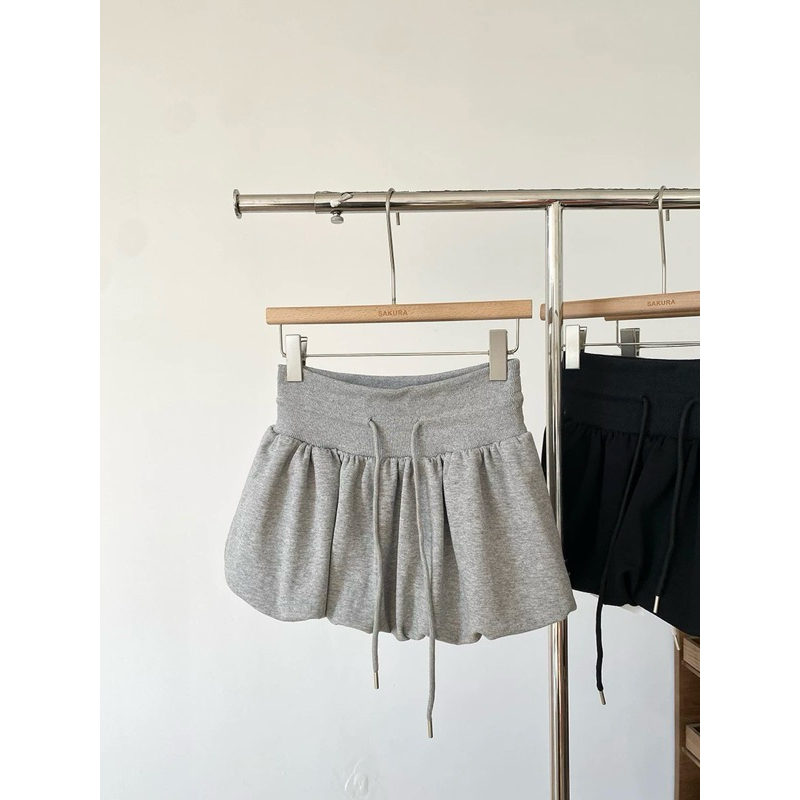 Chân váy bí nữ dáng ngắn chất nỉ 2 da lưng chun bản to kèm dây rút basic dễ phối - Minci Clothing | BigBuy360 - bigbuy360.vn