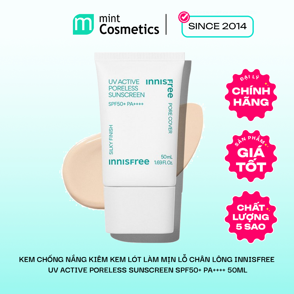 Cận Date - Vỏ Xấu - Kem Chống Nắng Innisfree UV Active Poreless Sunscreen SPF50+ PA++++ 50ml