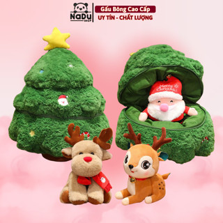  Gấu Bông Giáng Sinh Cây Thông Tuần Lộc Noel 2in1 Quà Giáng Sinh Cao Cấp - Gấu Bông NaDu 