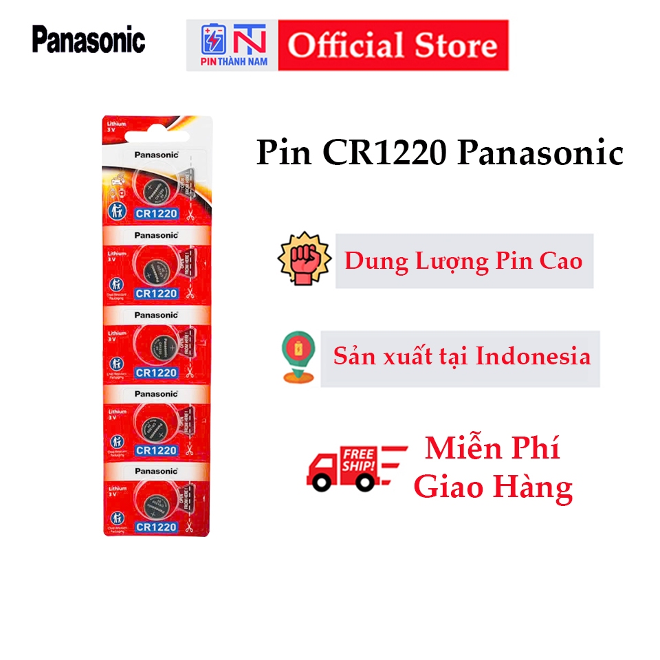 Pin CR1220 Panasonic 3V vỉ 5 viên chính hãng