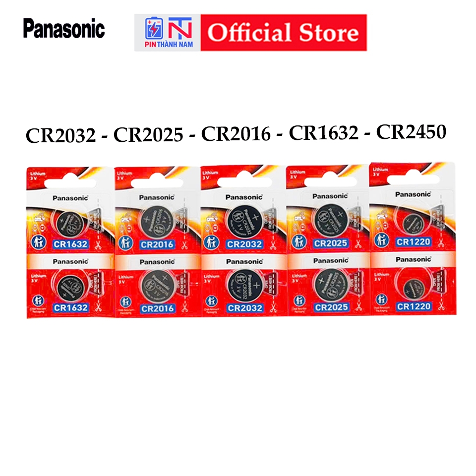 2 Viên Pin Panasonic CR2032 / CR2025 / CR2016 / CR1632 / CR1620 / CR1220 / CR2450 Chính Hãng