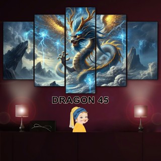 Tranh Rồng Bộ Ghép 5 Tấm Dán Tường Fomex 5mm Dán Keo Trang Trí Nhà cưa, Decor Phòng Học, Phòng Ngủ, Phòng Khách Rư Meme