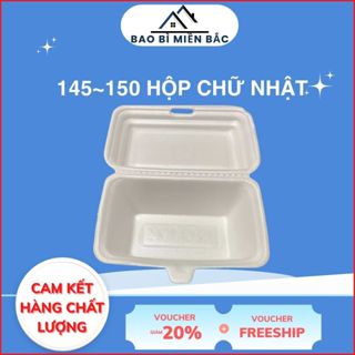 Combo 145~150 hộp xốp chữ nhật không ngăn/ 1 ngăn lớn đựng cơm, bún, bánh tráng trộn, đồ ăn Bao Bì Miền Bắc