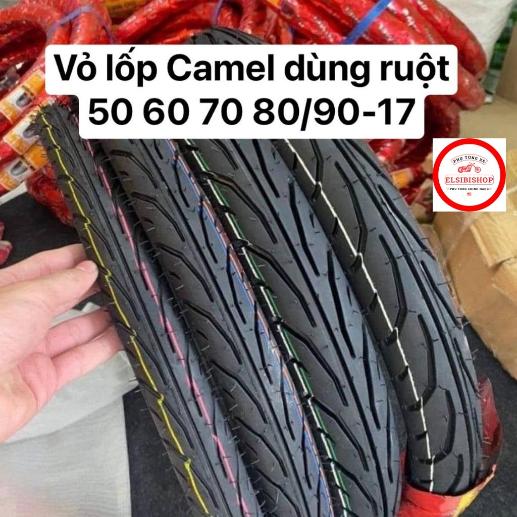 Vỏ Lốp Xe Camel Thailand size 70/80-17, 60/80-17, 45/90-17 mẫu gai Dunlop | Lốp dùng ruột ( săm)
