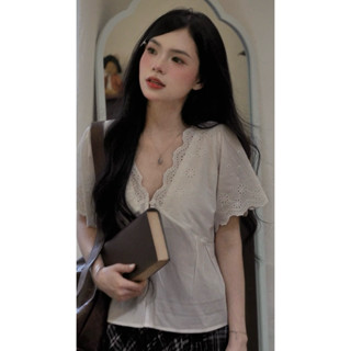 [SMOR.VN] Áo sơ mi kiểu nữ phối hoa thêu cotton SORA