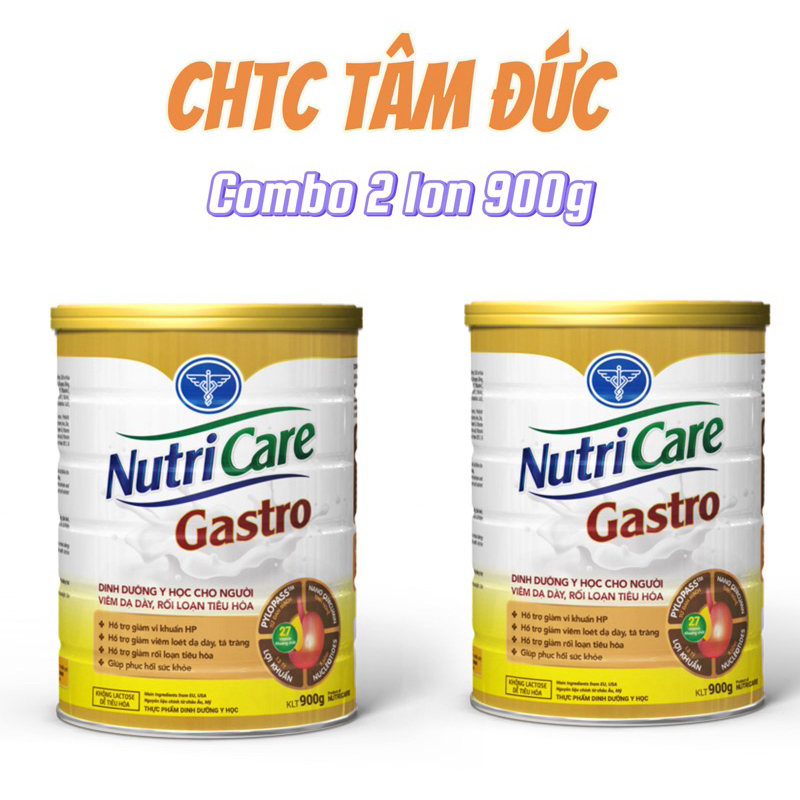 Combo 2 Lon Sữa Bột Dinh Dưỡng Nutricare Gastro Nutricare 900gr Dành Cho Người Rối Loạn Tiêu Hóa