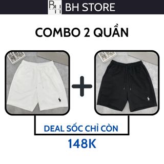 Combo 2 Quần Short Nam BH STORE- Vải Kaki Gió Mỏng Nhẹ Thoáng Mát,Form Đùi Cộc Cạp Chun Co Giãn,Thêu Logo Nổi Bật BH2QS6