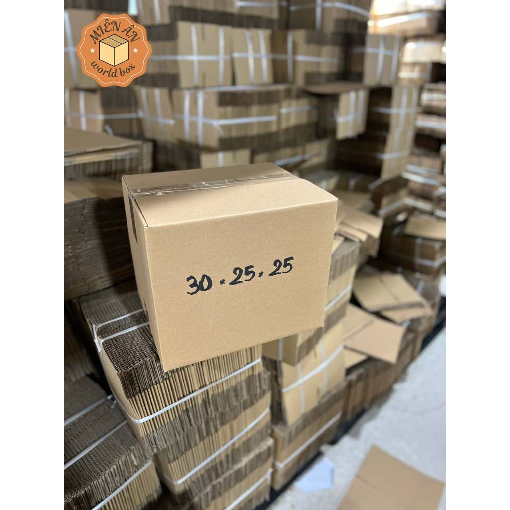 Combo 5 - Size 30x25x25 cm, Hộp giấy gói hàng thùng carton Giá rẻ tại xưởng Hegon, sl 5c