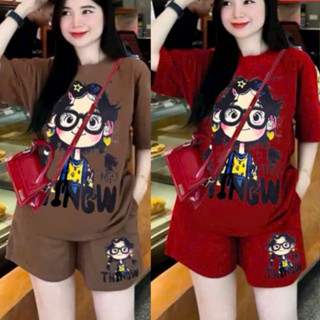 Bộ đồ nữ quần đùi áo cộc mặc nhà rẻ đẹp mùa hè set bộ quần áo nữ 3 SIZE 40-70KG bigsize chất thun cotton bộ Thing