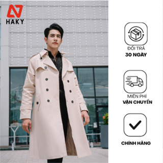 HK416 - Áo măng tô Kaki nam dáng dài TRENCH COAT HAKY thiết kế cao cấp,