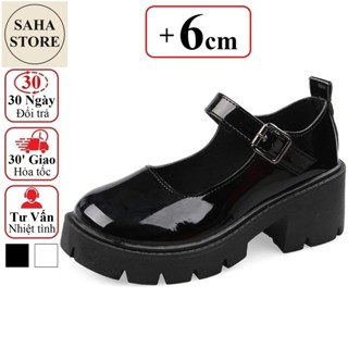Giày lolita nữ big size 43 42 41 SAHA262 đế cao 6cm mary jane da đen trắng búp bê nàng thơ hàn quốc dễ thương đáng yêu