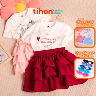  Set váy bé gái TIHON cao cấp chất liệu cotton thoáng mát in hình dễ thương cho bé SET0786051 