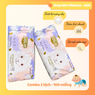  Combo 2 bịch 100 miếng bỉm Jolie size S  M L XL XXL 3XL 4XL cho bé siêu thấm hút 550-800ml 