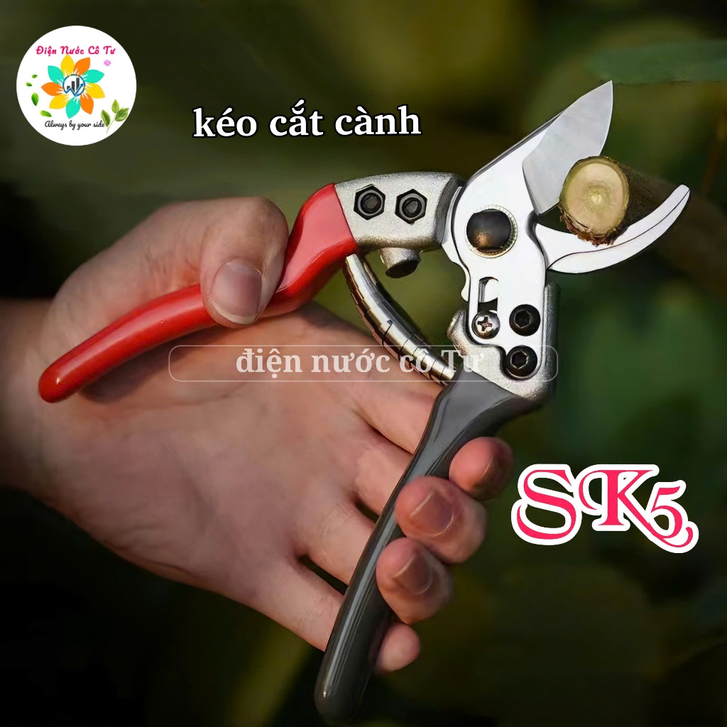 Kéo cắt cành cao cấp lưỡi thép SK5 sắc bén, tay cầm chống trượt, cắt ngọt, bền bỉ, đẹp