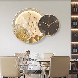  Tranh Tráng Gương Decor Cá Chép Kết Hợp Đồng Hồ Tròn Tranh Treo Tường Nghệ Thuật Phong Thủy Tài Lộc Căn Hộ Cao Cấp 