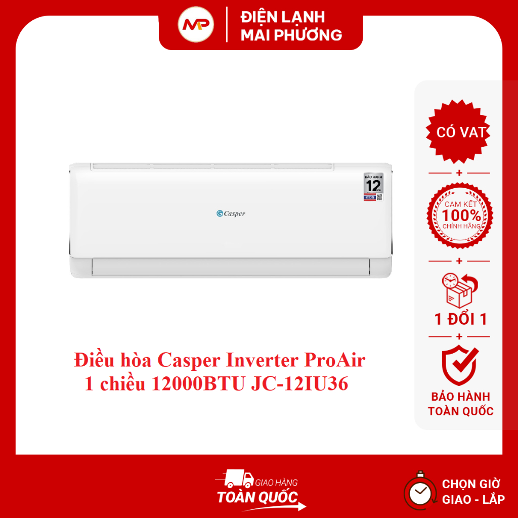 Điều hòa Casper Inverter ProAir 1 chiều 12000BTU JC-12IU36 - Bảo hành toàn quốc