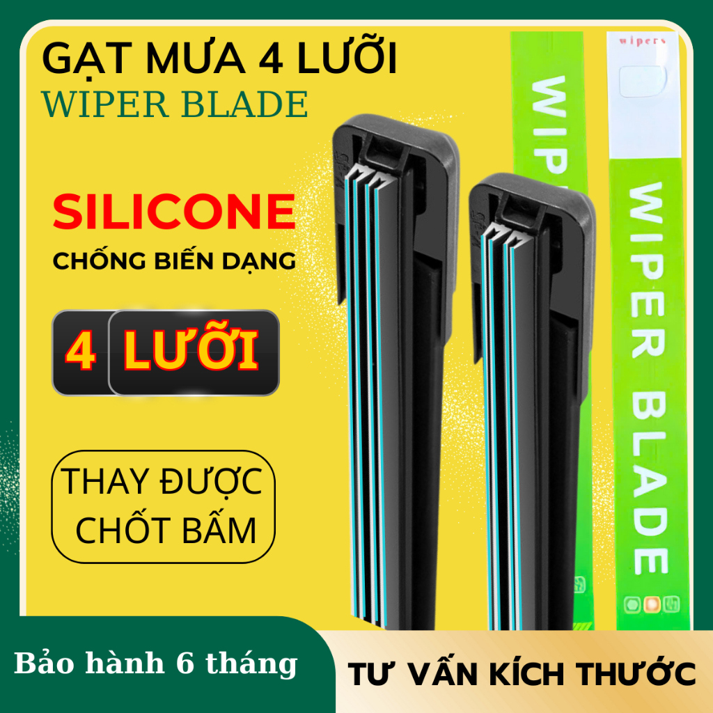 Gạt mưa ô tô 4 lưỡi (Có chốt Bấm) lắp vừa tất cả các dòng xe dòng gạt mưa mới nhất