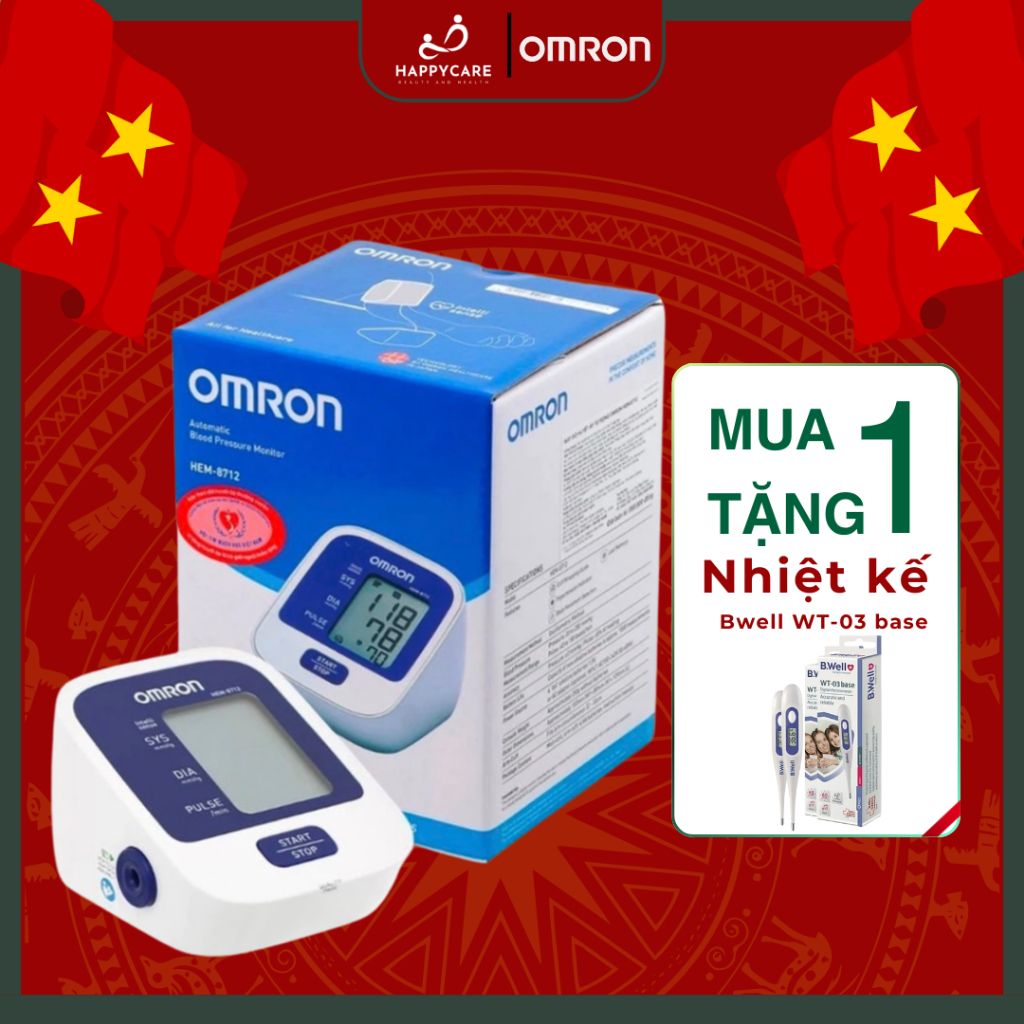Máy Đo huyết áp.Máy Đo Huyết Áp Omrom Hem 8712.kèm nguồn .tiện lợi chính xác cho mọi gia đình.