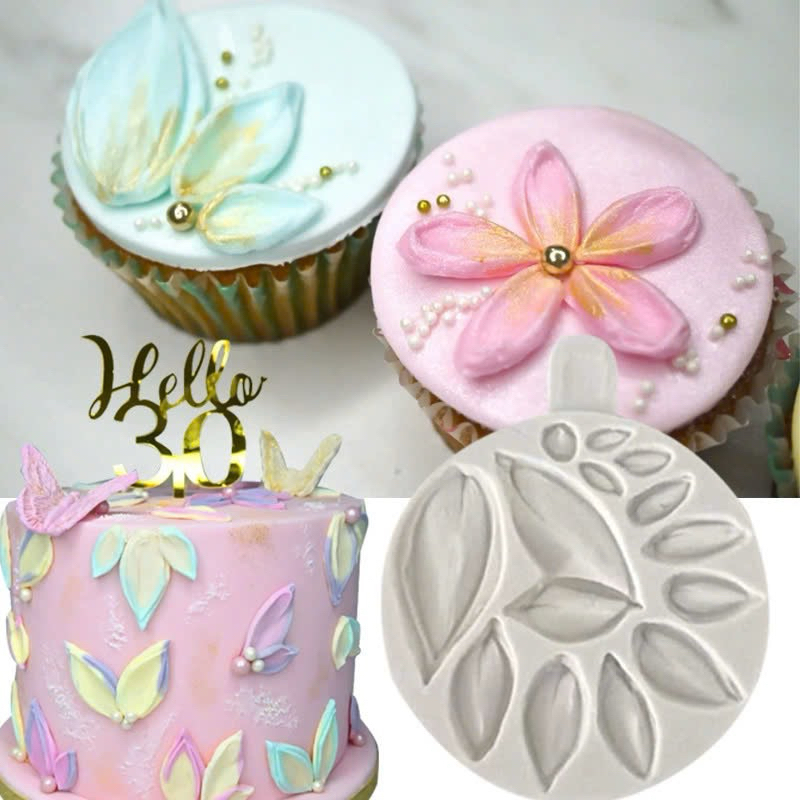 Khuôn silicon lá cây vỉ 14 lá hoa bay cánh hoa bay mã L14 khuôn socola dẻo khuôn rau câu