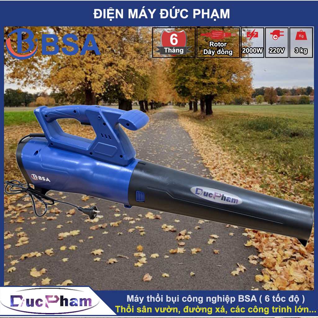 Máy thổi bụi công nghiệp BSA ( Chính hãng ) | Rotor dây đồng | Cắm điện 220V | Máy thổi lá BSA