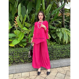 【JADE PHAN Quần Gerda xếp ly nữ ống suông, quần ống rộng nữ chất dập ly cao cấp tôn dáng sang trọng