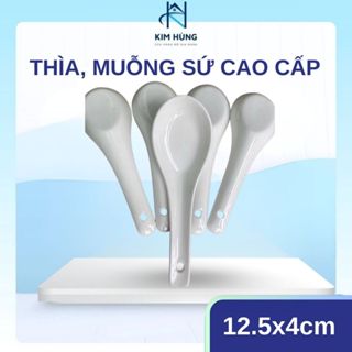   Giá Xưởng  Combo 10 Muỗng sứ Thìa Sứ trắng cao cấp đơn giản mà sang trọng 