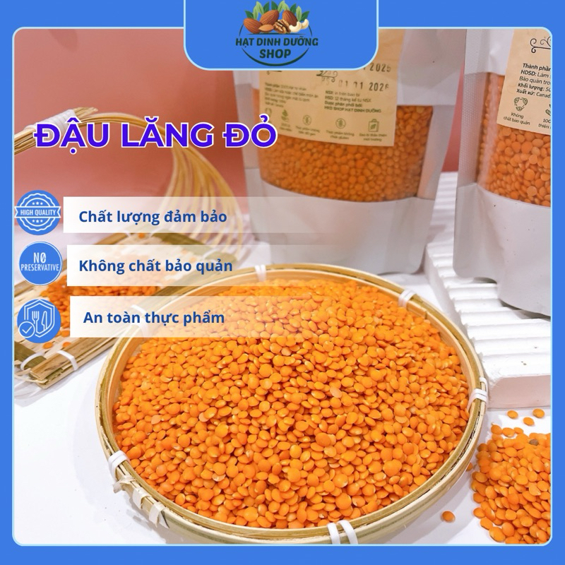 500Gr Đậu lăng đỏ hữu cơ nguyên chất