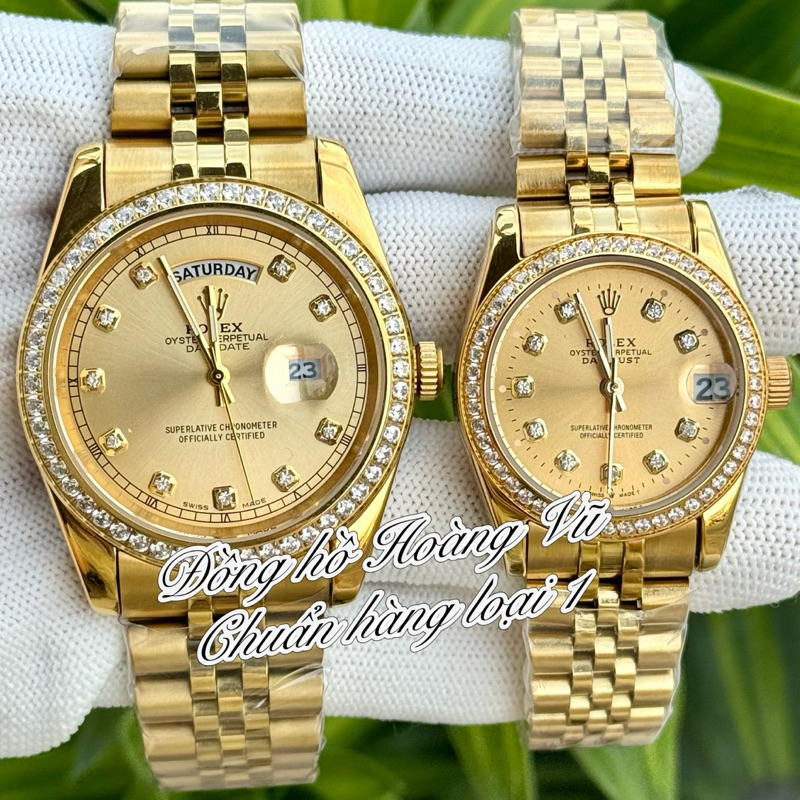 Đồng hồ cặp R.L niền cẩn hột cực sang xịn. Máy Quartz Nhật chuẩn hàng loại 1. Kính sapphire