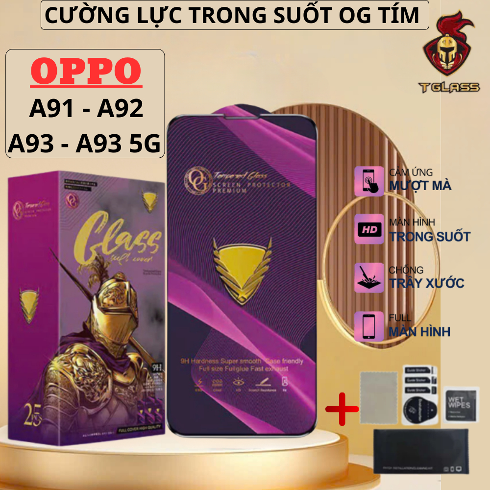[Giá Sốc] Kính Cường Lực OPPO A91 - A92 - A93 - A93 5G  OG Tím Siêu Xịn Có màng loa kính phủ nano si