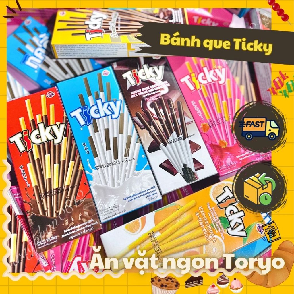 Combo Bánh que Ticky Thái Lan đủ vị (hộp 6 que)