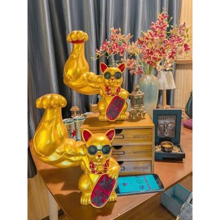  Tặng kèm khăn quấn làm khô tóc Mèo thần tài  mèo thần tài cơ bắp lực sĩ tay to tay đô cầu tài  