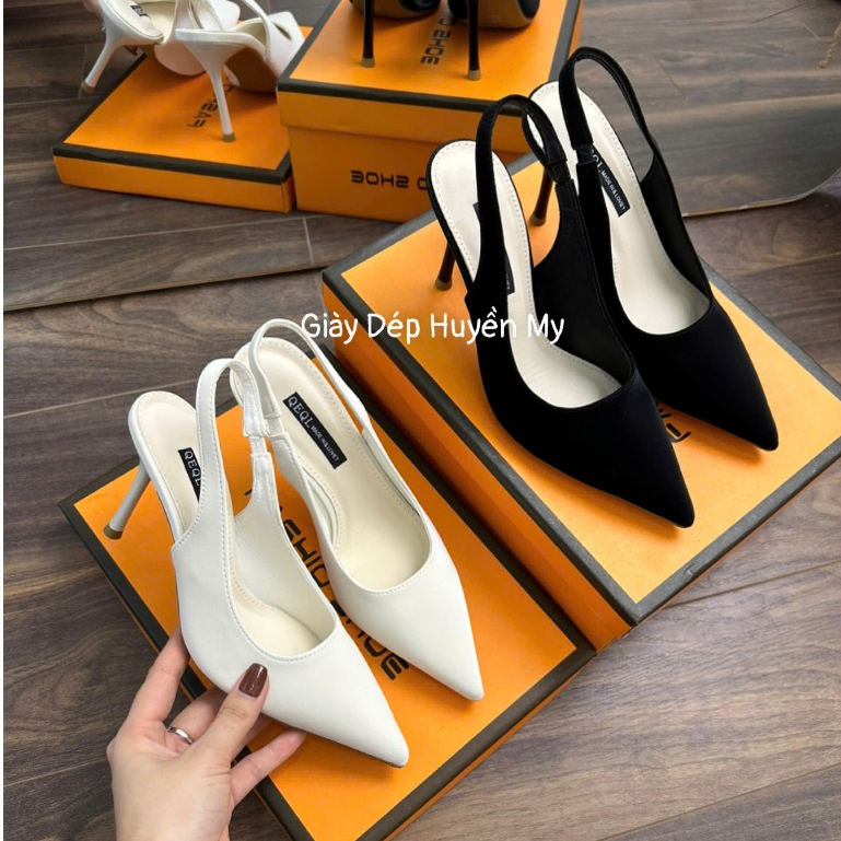 Giày cao gót 9 phân quai hậu mũi nhọn full hộp chất tuyết nhung siêu xịn ( LT16 )