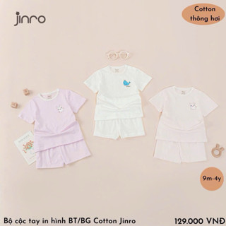 [JINRO] Bộ Cộc tay Bé Trai/ Bé Gái cotton giấy Nhật cho bé từ 9 tháng đến 4 tuổi