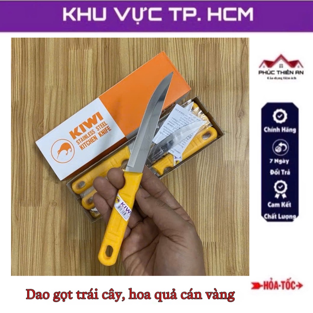 [1 dao - cán vàng] Dao gọt trái cây, hoa quả cán màu vàng, lưỡi dao làm từ chất liệu thép không gỉ s