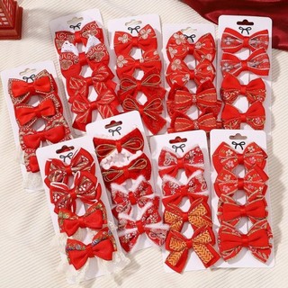 Set kẹp tóc màu đỏ nhiều mẫu cho bé