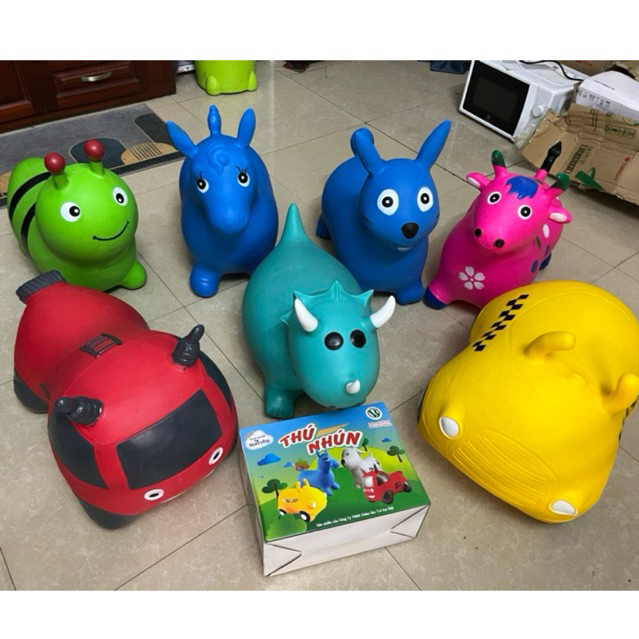 Thú nhún bơm hơi toyshouse,vbcare 🍬tặng kèm bơm🍬 quà tặng bỉm moony, bobby