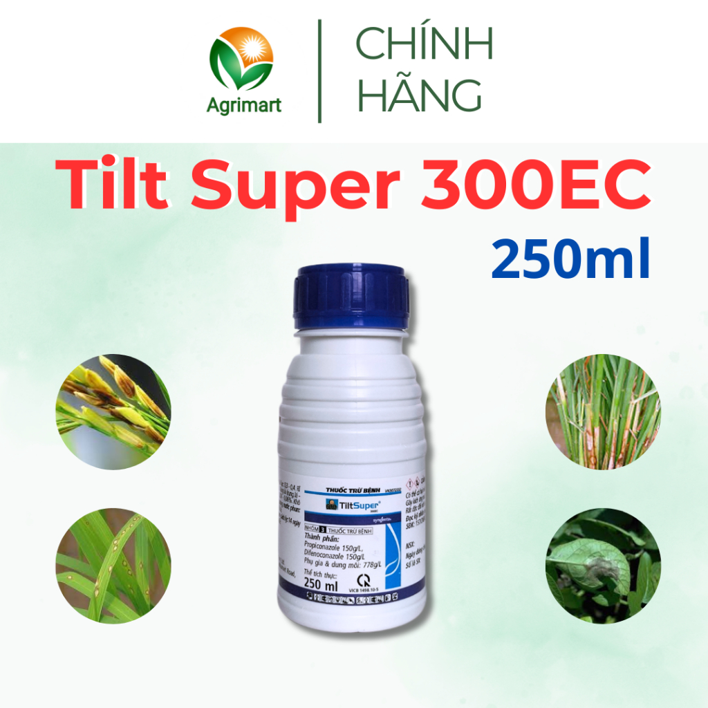 Thuốc trừ bệnh cây trồng Tilt super 300EC Phòng trừ Lem lép hạt Đốm vằn Khô vằn Đốm lá - 250ml