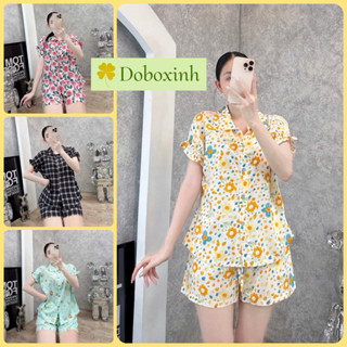 Đồ Bộ Tole Nữ, Bộ Lanh Mặc Nhà Quần Đùi Áo Cổ Sen Cài Nút VNXK (40-68kg) doboxinh