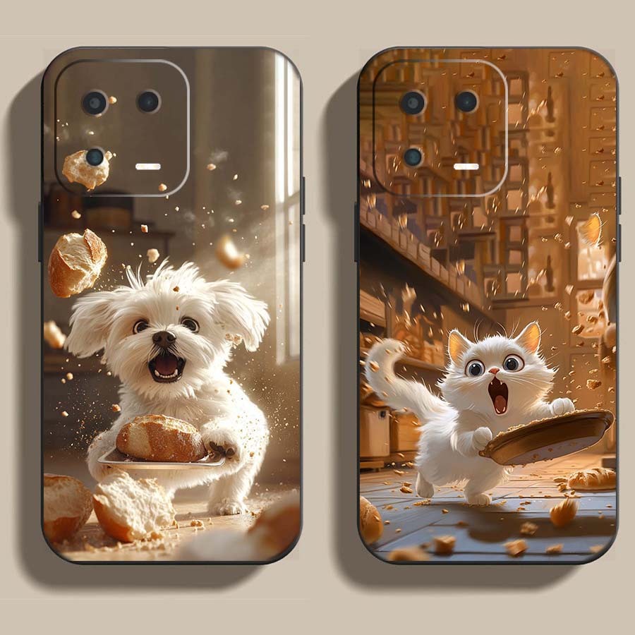 Ốp lưng Xiaomi 13 5G, Mi 13 Pro 5G cạnh viền vuông, bảo vệ camera hình Chó Mèo