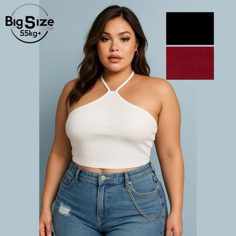 [ BIGSIZE TRÊN 55KG ] ÁO CROPTOP CỔ YẾM bigsize nữ