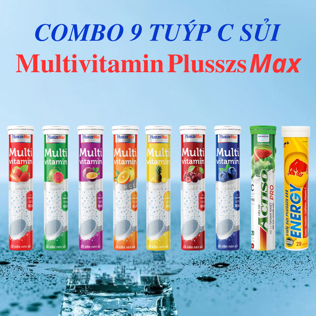 (Combo 10 tuýp) Viên Sủi Multivitamin Plusszs Max bổ sung các vitamin tăng cường hệ miễn dịch